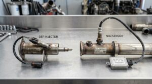DEF injector gasket seal kit with mounting hardware and O-rings for diesel SCR system replacement